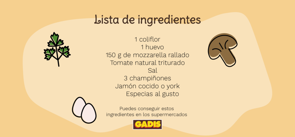 ingredientes pizza de coliflor